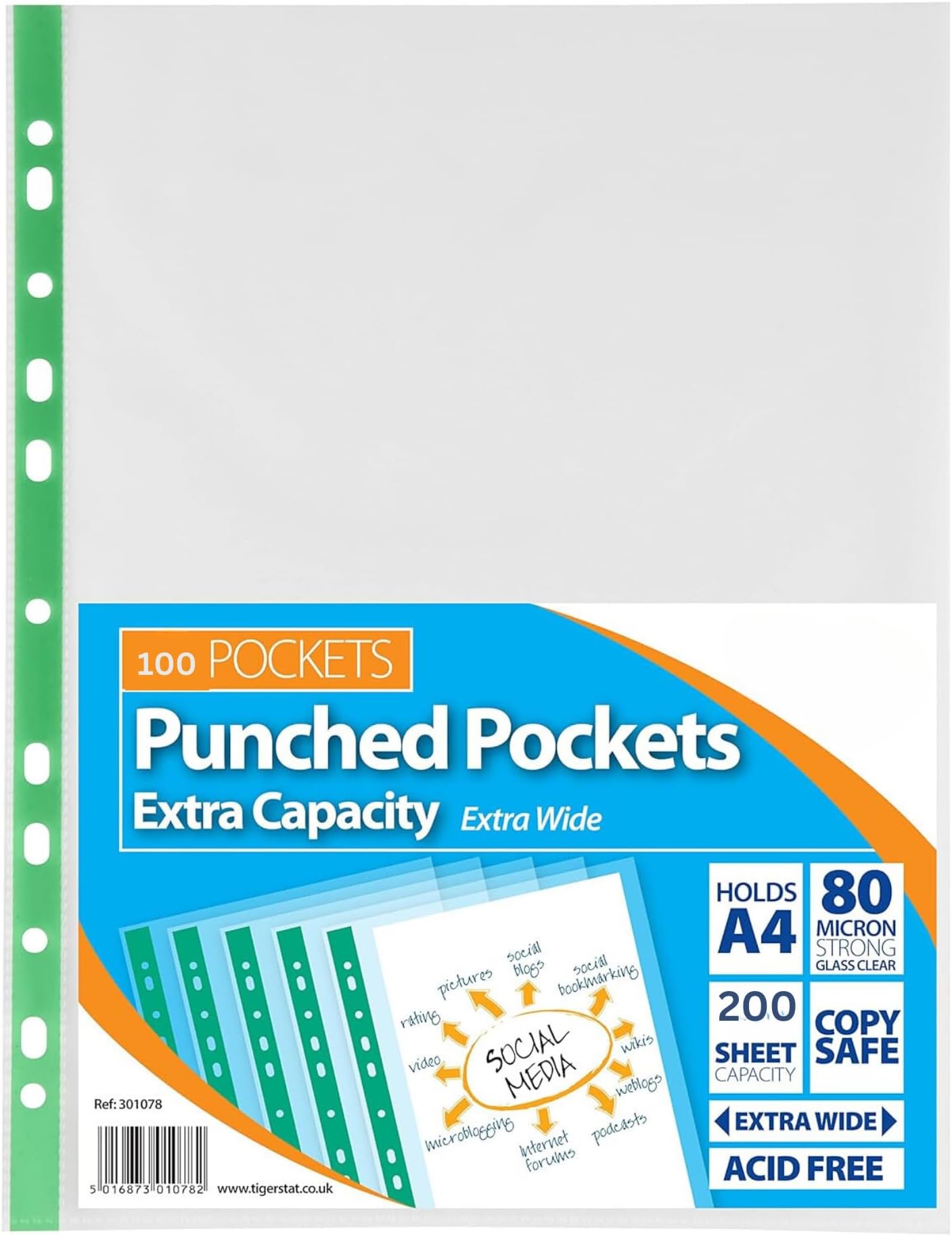 100 Pack of A4 Large Extra Capacity Strong Plastic Poly Pockets Wallet Sleeves Clear Finish