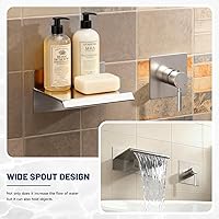 Vista 3 de BWE Grifo de Bañera de Níquel Cepillado Cascada Grifo de Bañera Montado en la Pared Caño de Bañera Llenador de Bañera Kit de Ducha de Una Manija