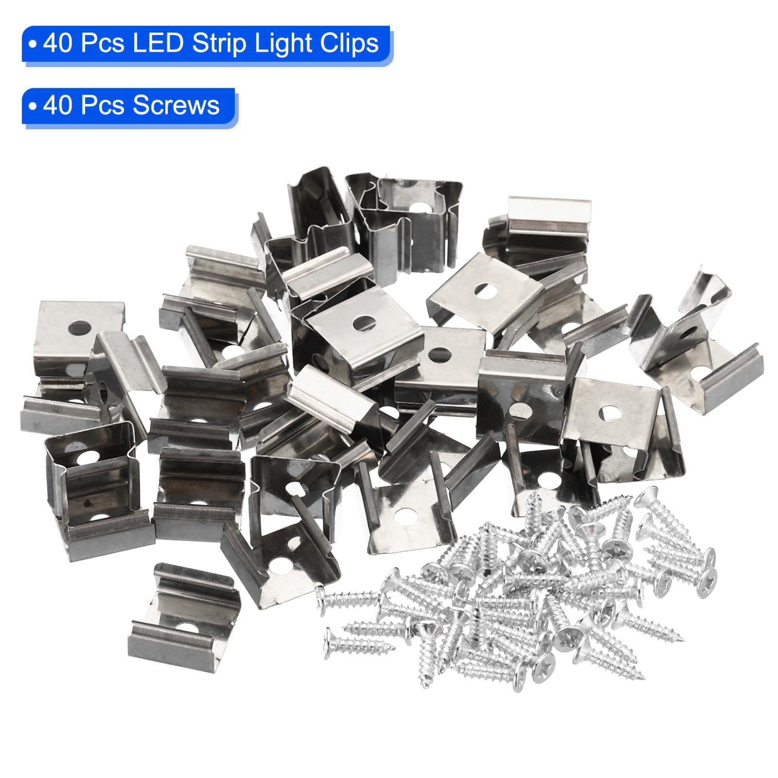 MACHSWON LED Strip Light Clips 40Pcs Mounting Bracket Fixing Clips Stainless Steel Clamp Holders with Screws for 13mm-15mm Neon RGB Light Cable Ribbon - Image 3