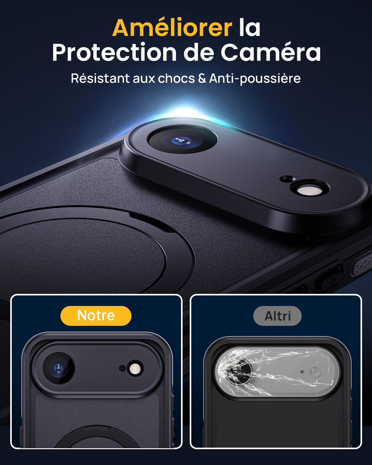 Lanhiem Coque pour iPhone 17 Air Étanche Antichoc avec Support Intégrale | Noir,IP68 Waterproof,Magnétique,Double Renforcé,360 Protection Écran+Caméra,Antipoussière,Avant et Arrière Housses,Chantier