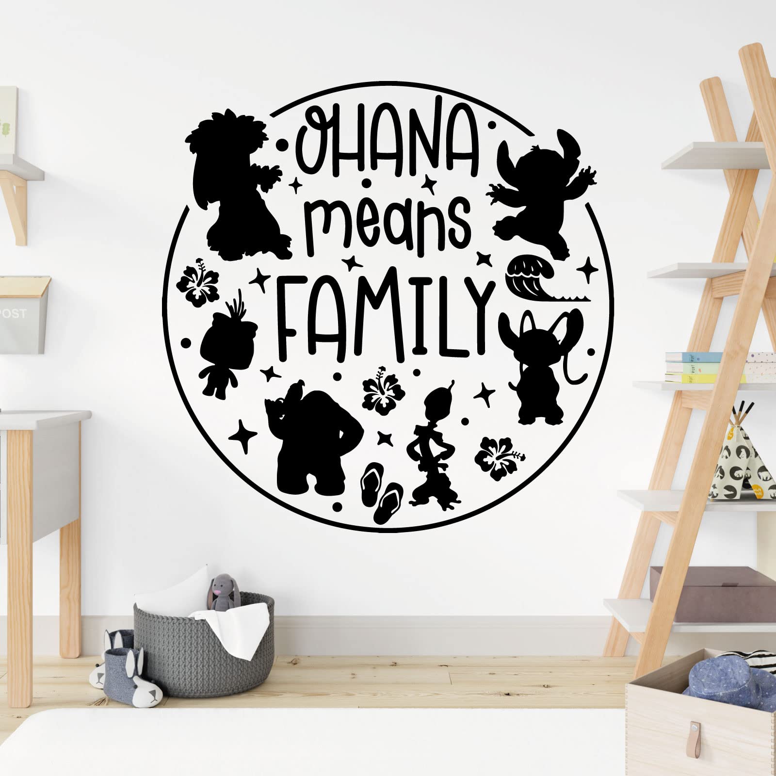 Ohana Means Family - Lilo and Stitch - Children Decal Wall Sticker [Large] [Black]