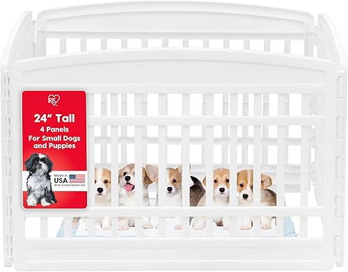 IRIS USA Corralito para cachorros de 4 paneles de 24 pulgadas, 35 x 35 x 24 pulgadas, valla para cachorros, corralito para perros, corralito para
