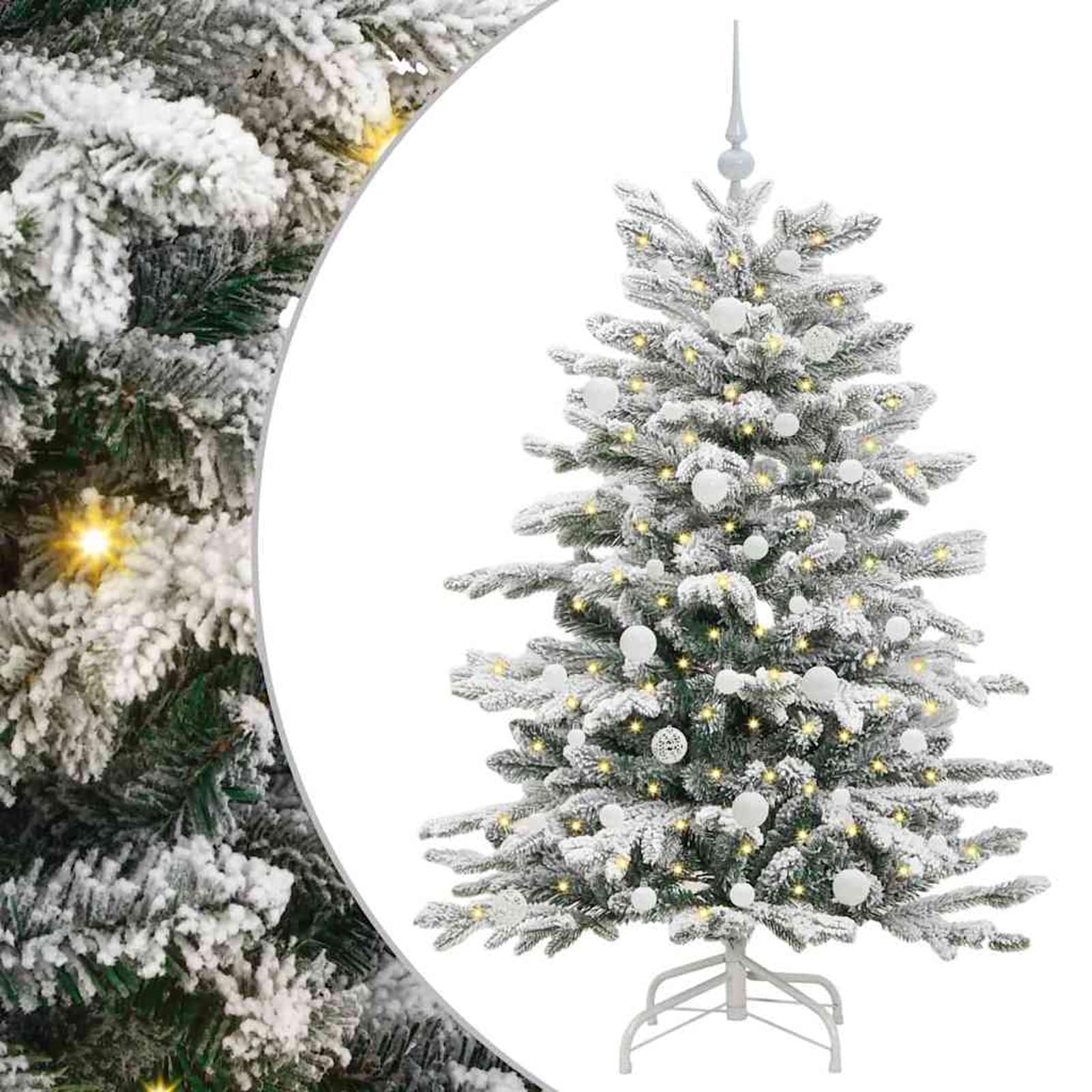Gecheer Albero di Natale Artificiale Bianco 150 cm, Moderno a Cono, Rami Pieghevoli, Decorazione Festa, Soggiorno e Giardino, PE e PVC