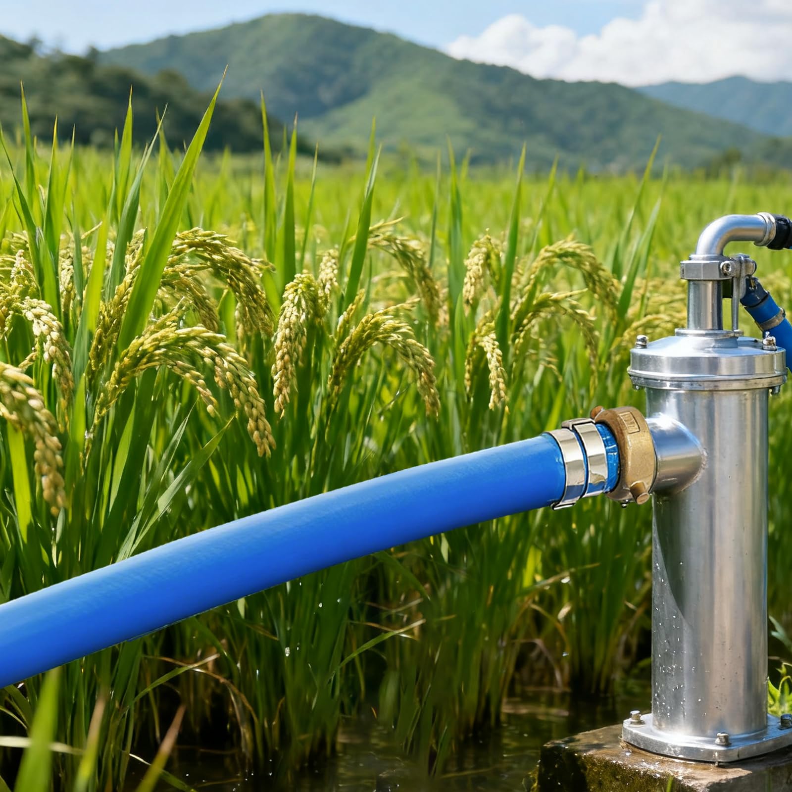 Manguera de desagüe de 1,5 x 50 pies, de PVC, para transferencia de agua, para piscinas, industriales agrícolas, de drenaje de agua, color azul