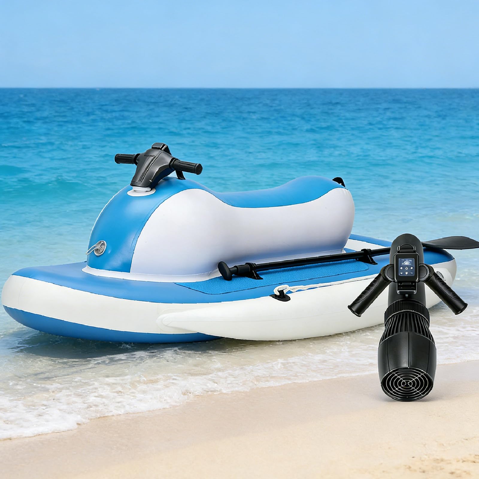 2026 Moto Acuática con Scooter Submarino/Bote Inflable Jet Boat Pro – Motor Sin Escobillas 500W/700W, Control Remoto 10 Velocidades, Batería 10000/16000mAh, 7-11 km/h (4.3-6.8 mph) 700w