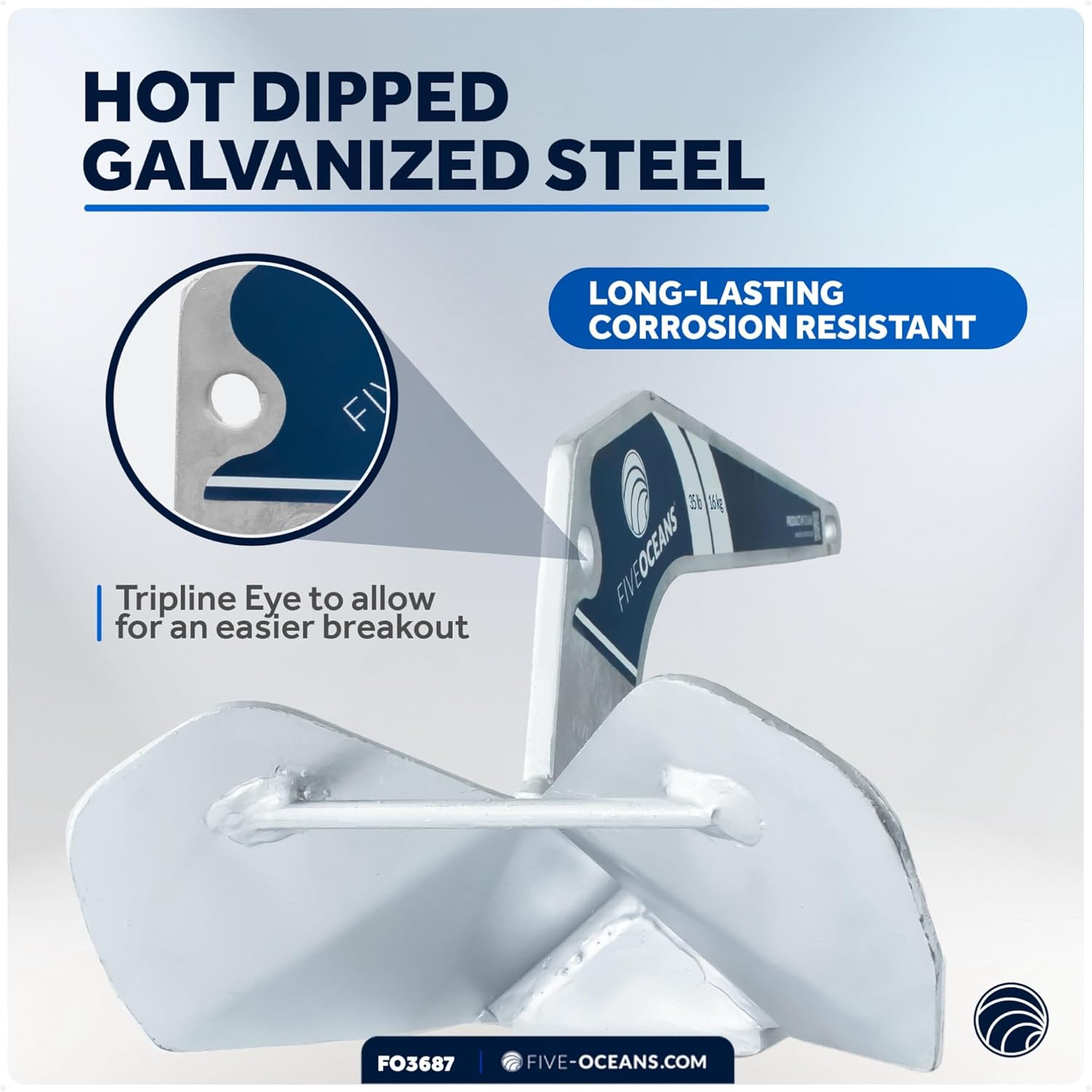 Five Oceans Delta Style Wing Boat Anchor – Premium Series, Ideal for Pontoon & Fishing Boats, Multiple Size & Material Option