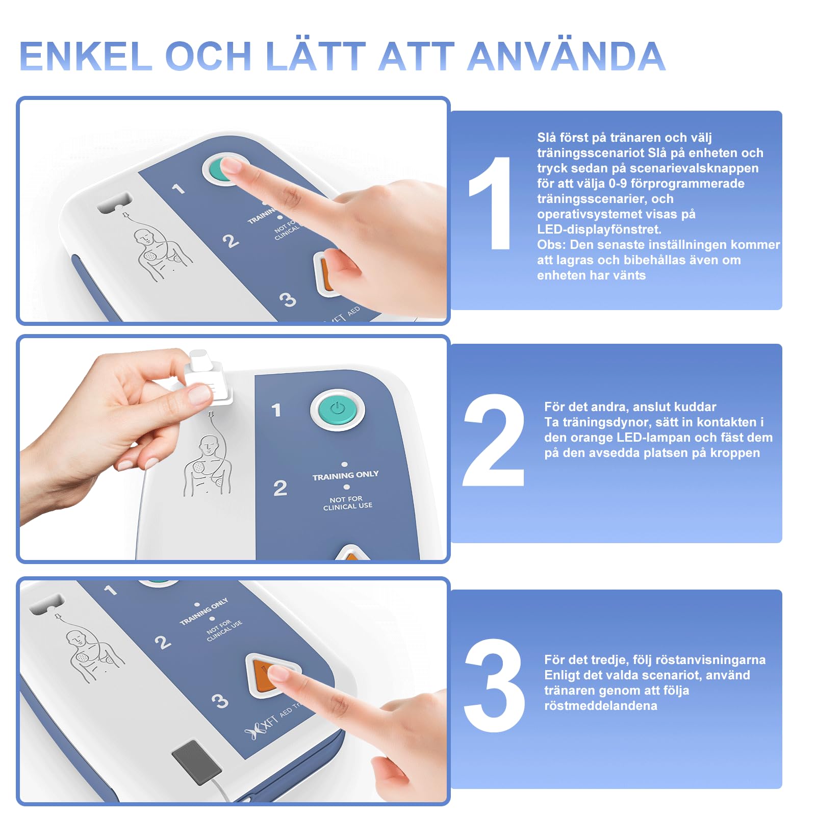 Entrenador AED Sueco y Finlandés (120C+)