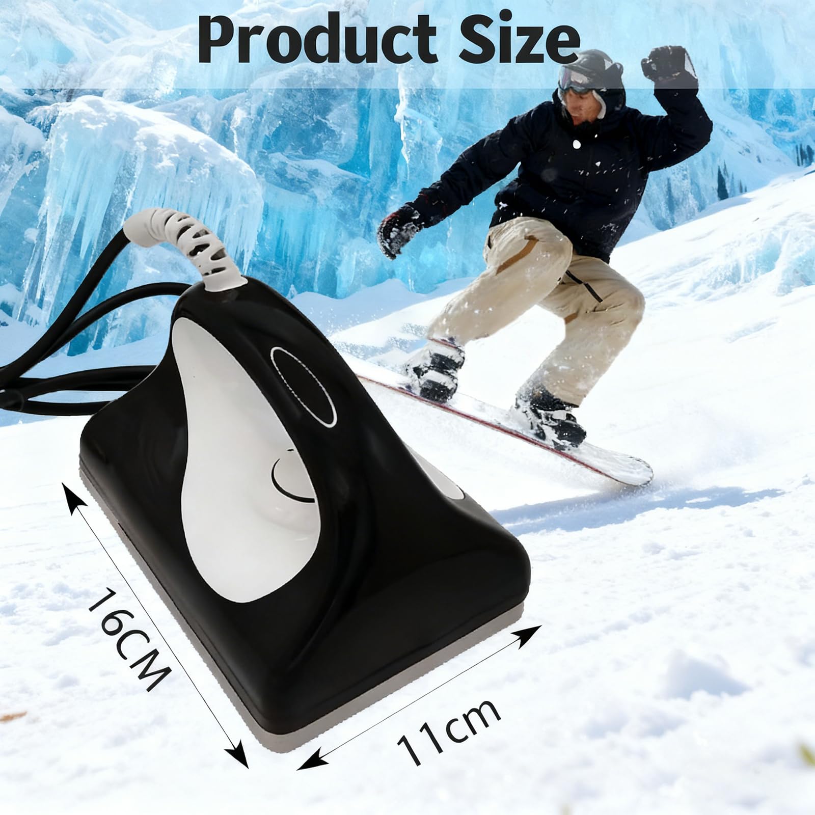XoTiq Plancha para encerar Snowboard, Control de Temperatura de 3 etapas, Equipo de Encerado Protector, diseño de Placa Base Gruesa, Adecuado para Usar con Tablas de Snowboard y trineos.