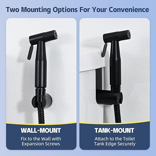 Handheld Toilet Bidet Sprayer for Toilet-Adjustable Water Pressure Control with Bidet Hose for Feminine Wash, Stainless Steel Brushed Nickel Cloth Diaper for Baby Wash (Stainless Steel, 1)(1,Matte Black)