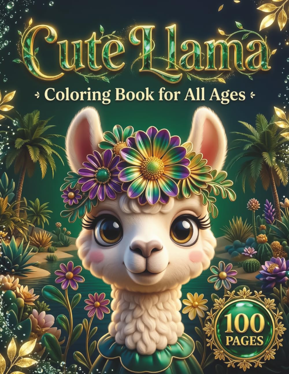 Cute Llama: Adorable Coloring Book for Kids and Adults with 100 Pages featuring Funny Llamas, Beautiful Mandalas, and Cute Scenes for Stress Relief and Relaxation (Kawaii Creatures Series)