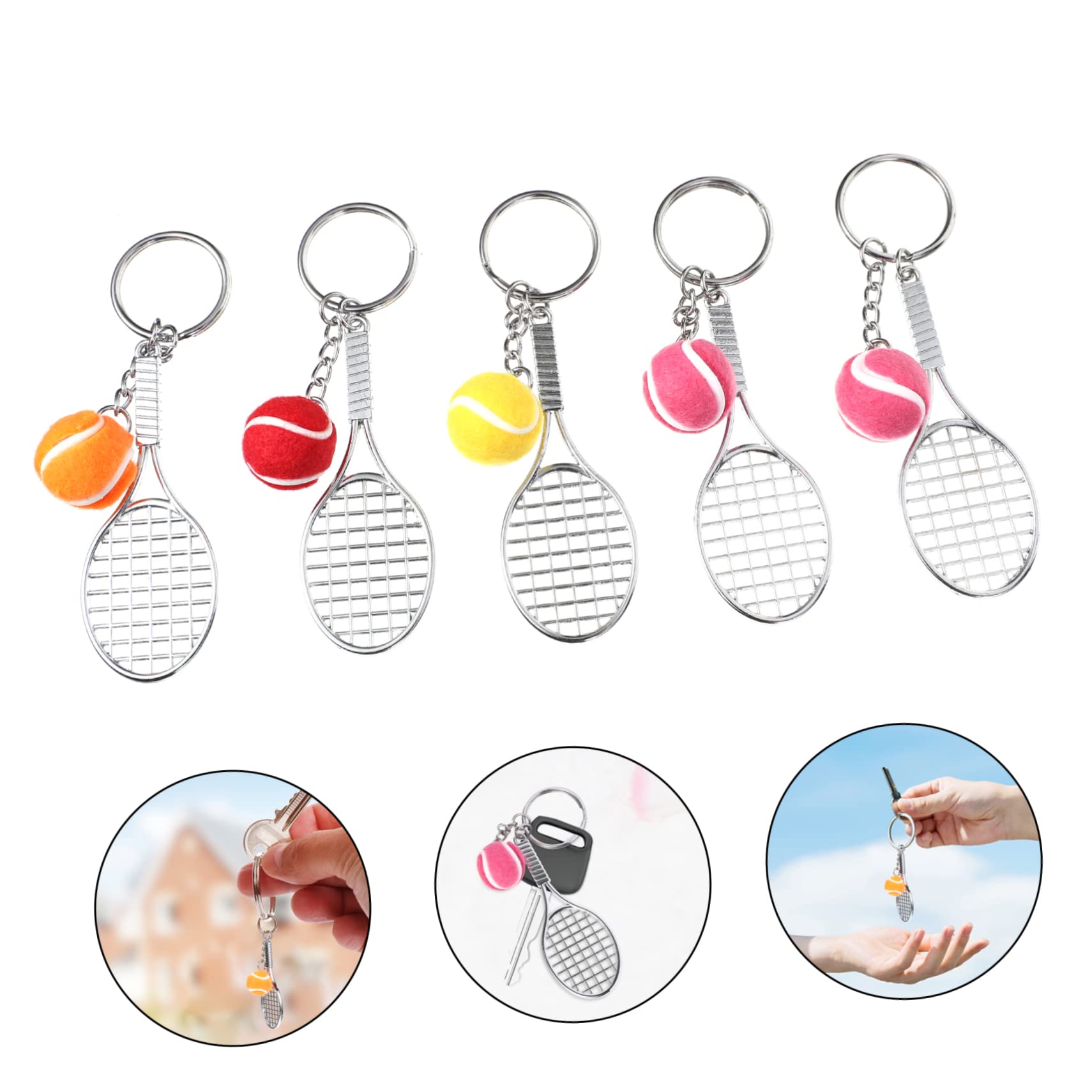 Beavorty 3 Set Portachiavi Da Tennis Racqueto La Racchetta Catena Chiave Racchetta Da Pong Gomme Palla Palline Decorazioni Chiave Portachiavi Con Racchetta Da Tennis Metallo 5 Pezzi*3
