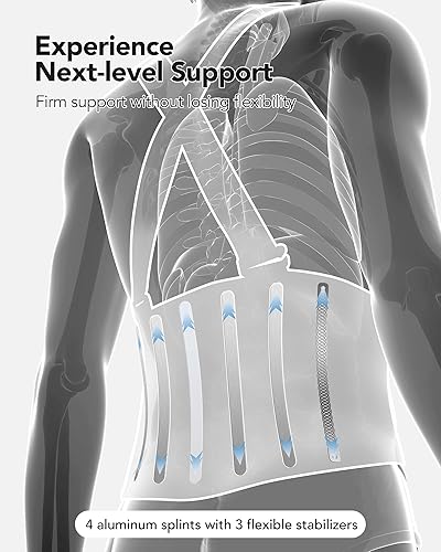 Miniatura 2 de Soporte de espalda para levantamiento pesado para hombres y mujeres, espalda baja con cinturón reflectante y 7 férulas, tela de malla ultrafina,