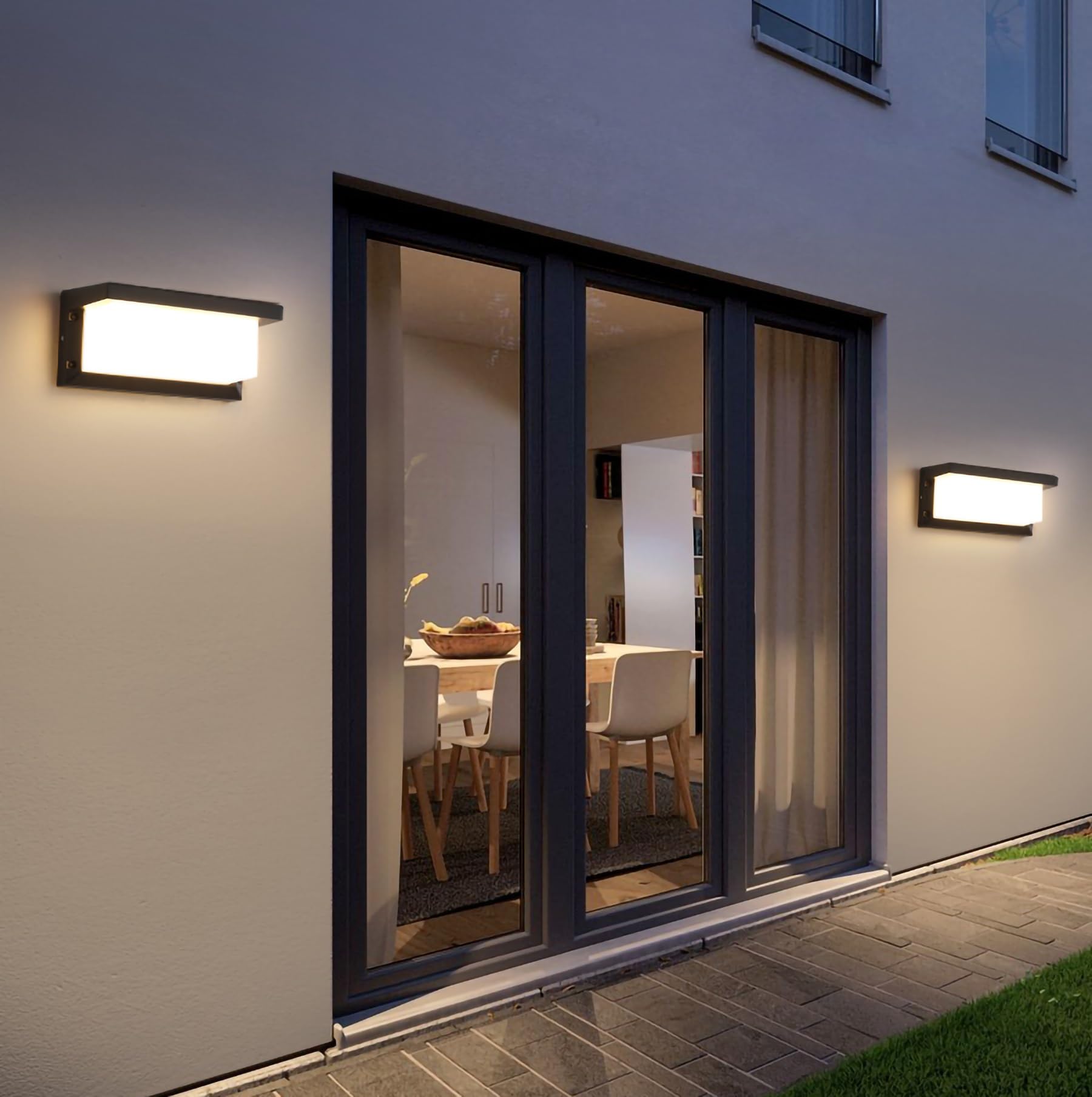 IP65 apliques de pared solares exteriores impermeables LED moderno aplique de pared de aluminio, luz blanca cálida tira larga luz de inducción de pared para pasillo/pasillo (color: blanco, tamaño: 4W)