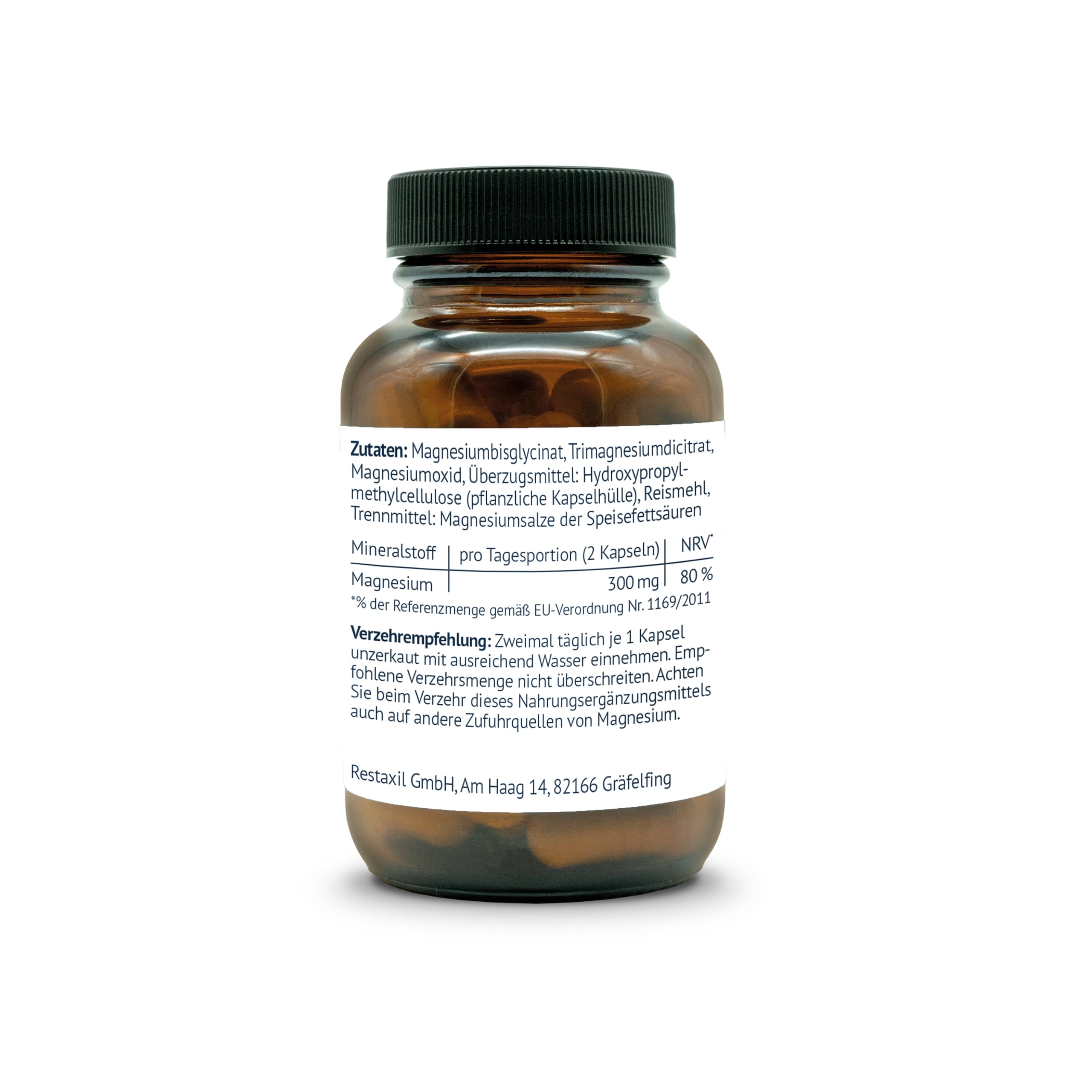 Restaxil® Magnesium [60 Stück] – Premium-Magnesium-Komplex mit Magnesiumbisglycinat, Citrat & Oxid – vegan, gluten- & laktosefrei, in Deutschland hergestellt