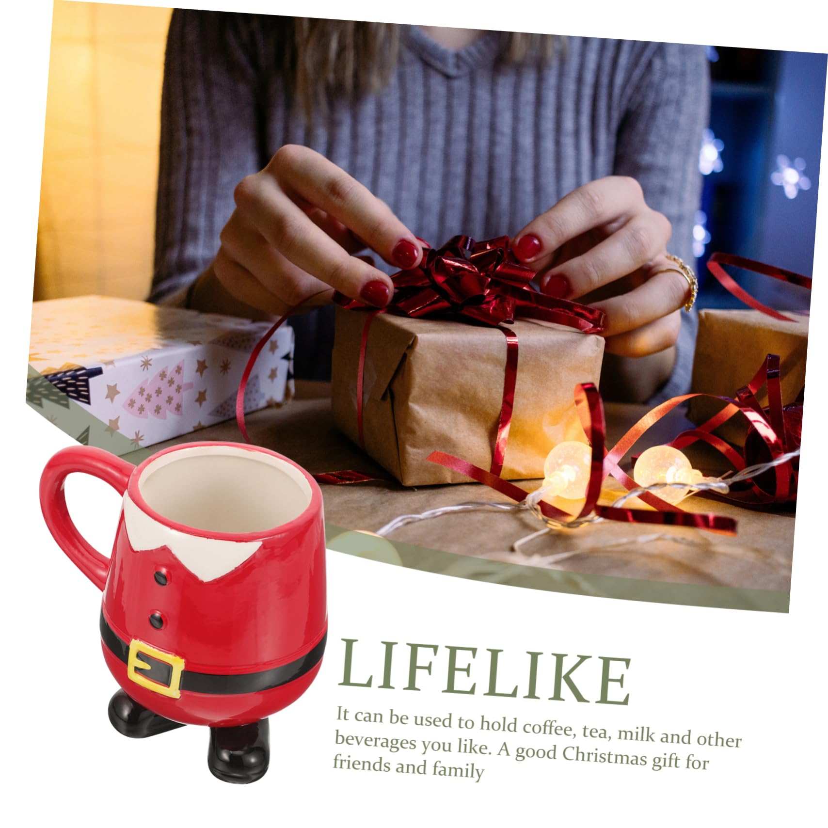 Taza De Cerámica Navideña Creativa Diseño De Muñeco Papá Noel para Decoración De Fiestas y De Navidad para Bebidas Calientes y Frías