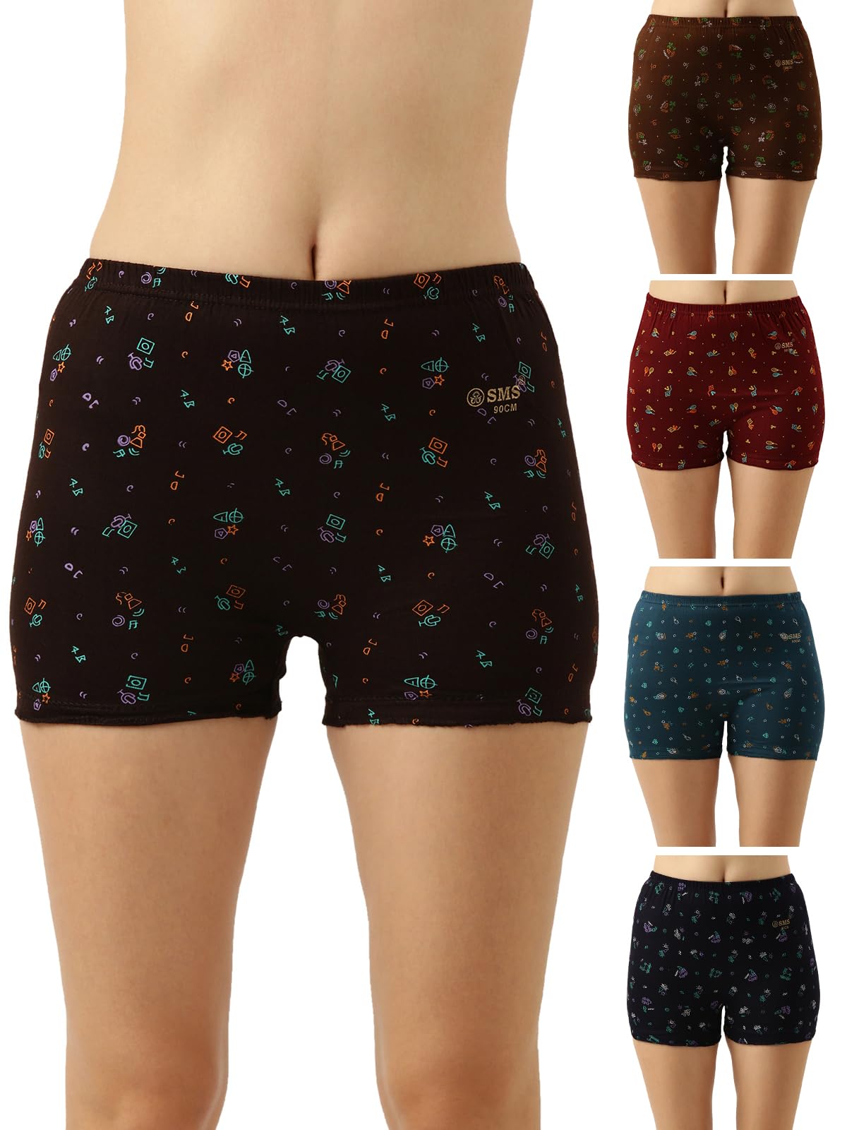 Women's Bloomer |100% Cotton Underwear, Boyshorts, Comfort Fit | Solid (Combo Pack of 5) (Available in Plain/Print)