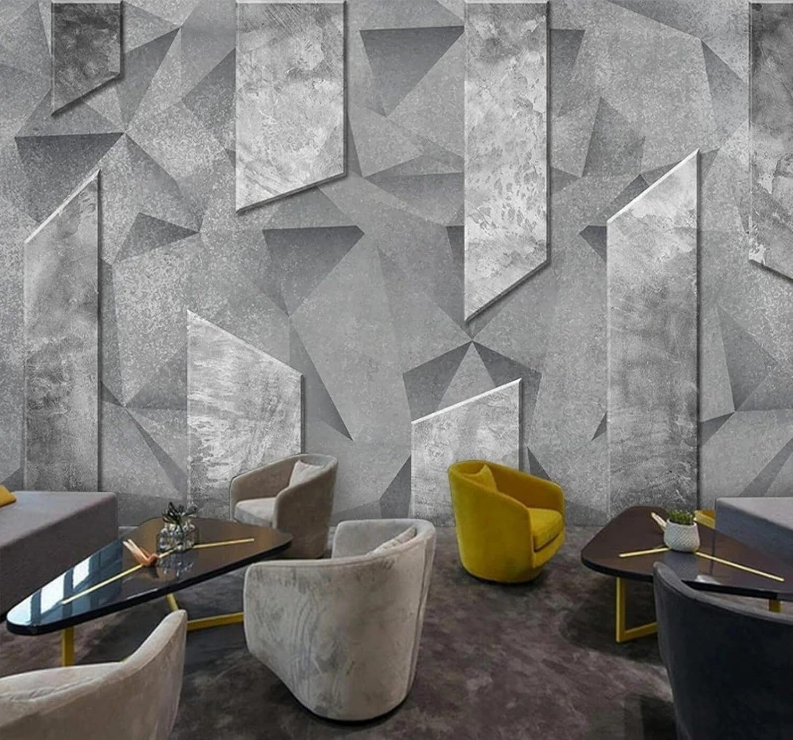XLMING Abstract Creative Grey Geometric Art 3D Wallpaper Luxury Silk Study Dining Feature Sofa Grey Bedroom Living Room Tv Decorative Wall-250cm×170cm