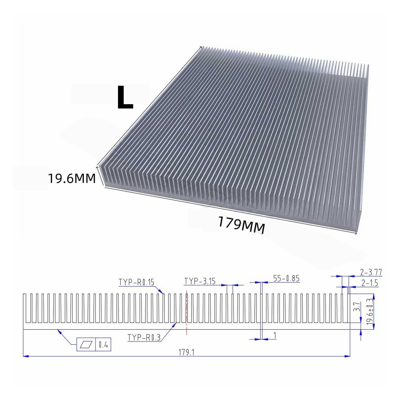 Dissipatore di calore in alluminio estruso per dissipatore di calore con chip elettronico a LED, 115 x 50, 125 x 20,5, 140 x 20 mm, per chip elettronico a LED, raffreddamento e dissipazione del calore