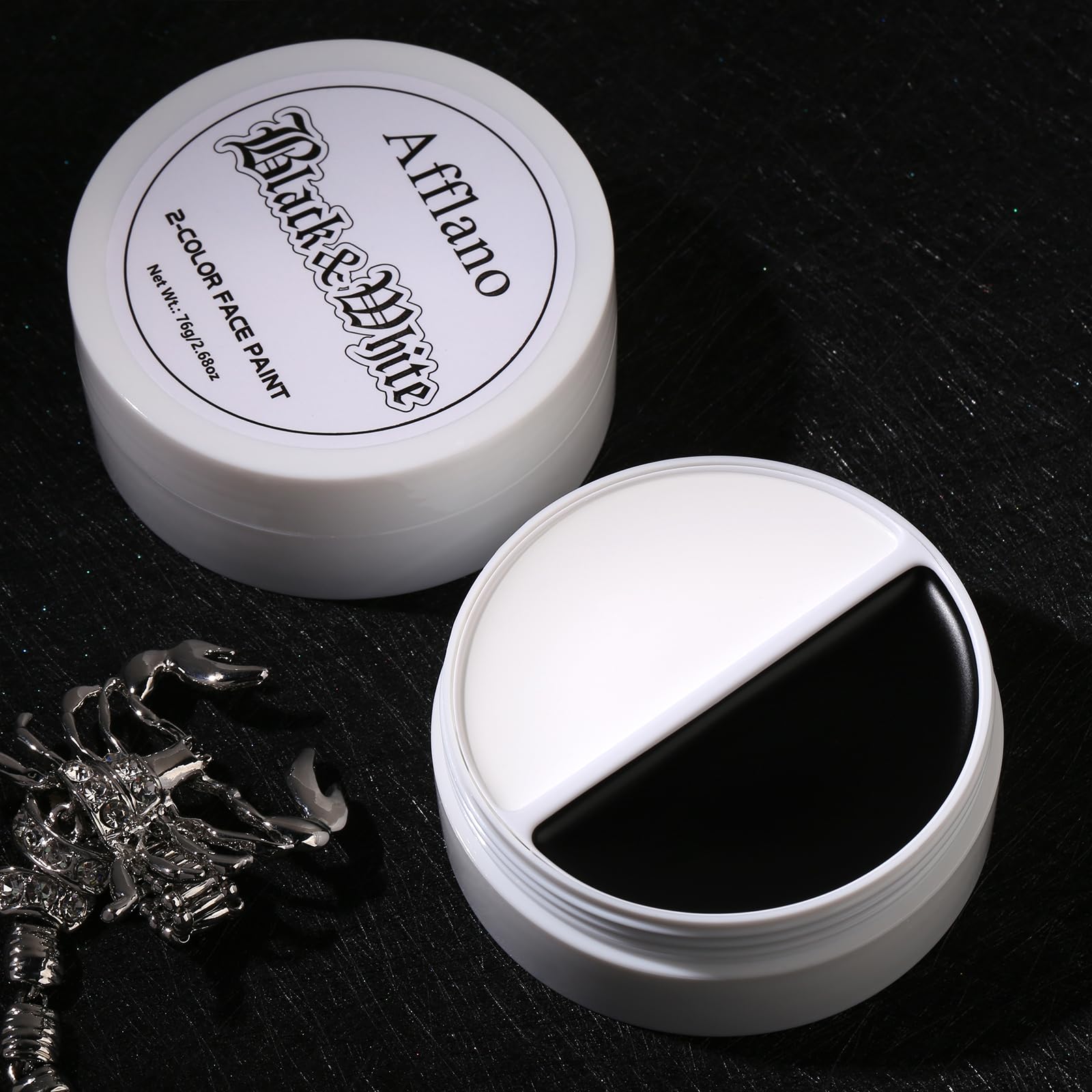 Pintura facial en blanco y negro, maquillaje gótico de payaso de Halloween para niños y adultos, crema a base de aceite de larga duración, pintura corporal completa para Joker, esqueleto, cosplay, SFX 6