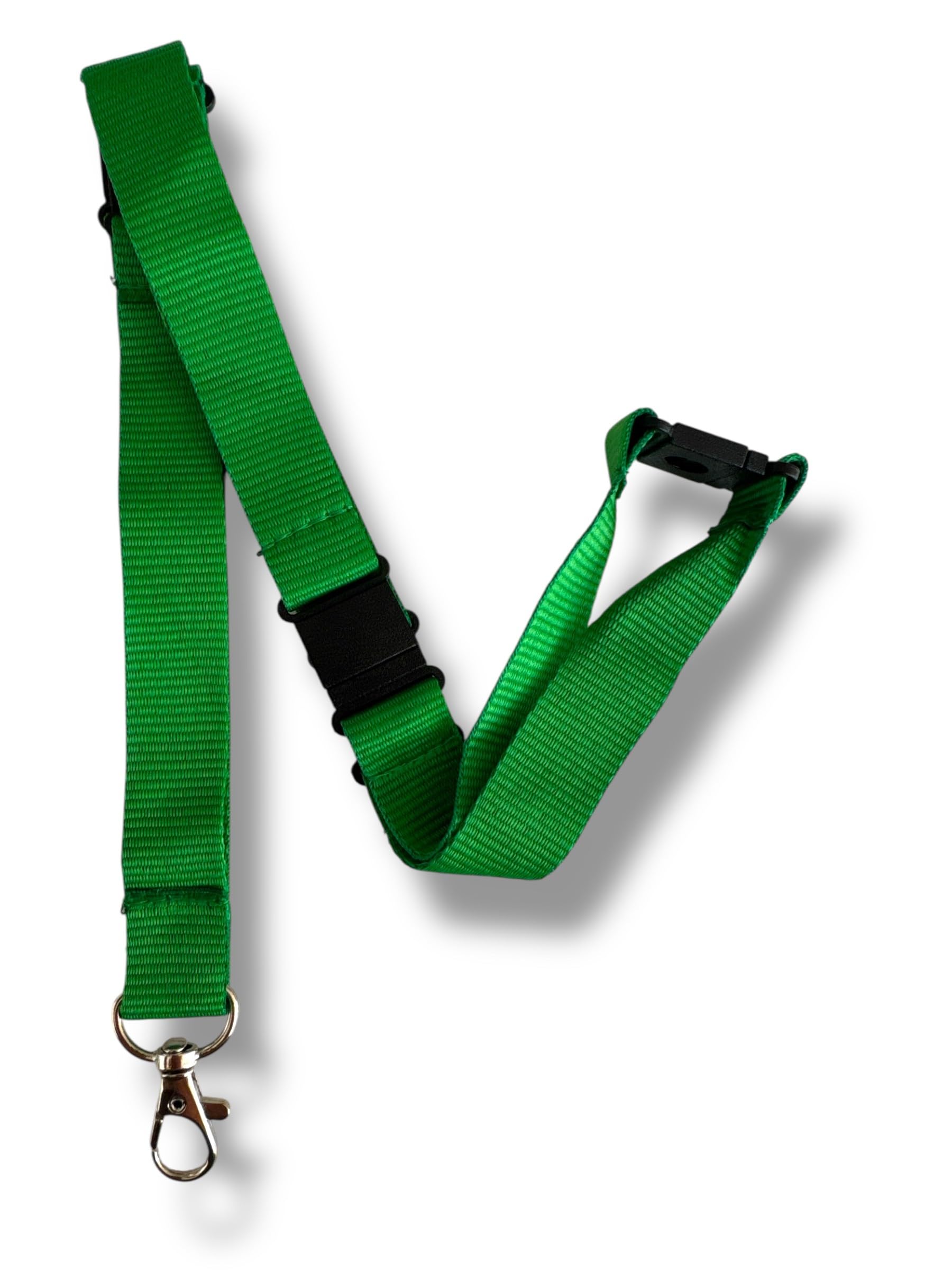 PAC Supplies Global 20mm Wide Colourful Neck Lanyard With 5 Point Safety Breakaway (10, Green)