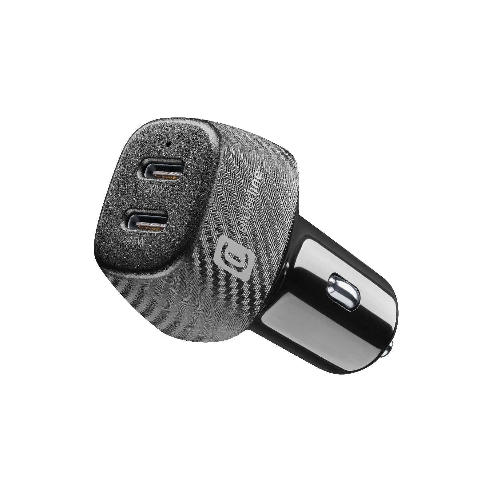 Cellularline - Car Power Hyper - Caricabatterie da auto 2 porte- Total Output 65W Power Delivery - iPhone, Samsung, Xiaomi, Oppo and other Smartphones and Tablets - Nero