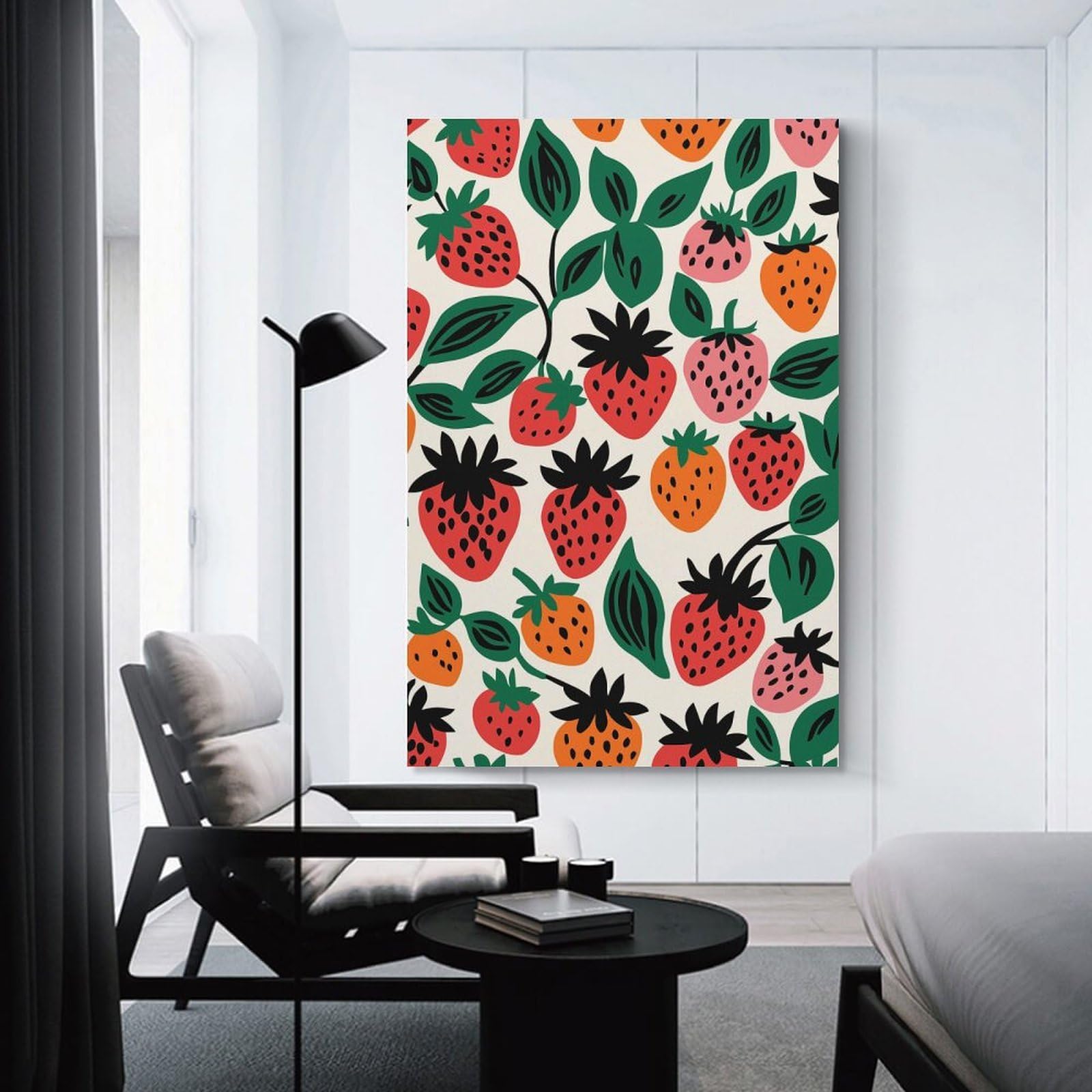 Junmoney Canvas Wall Art Strawberries Art, 24x36inch(60x90cm), for Bedroom, Guest Room Or Reading Nook, Canvas Wall Decor for Personal Spaces