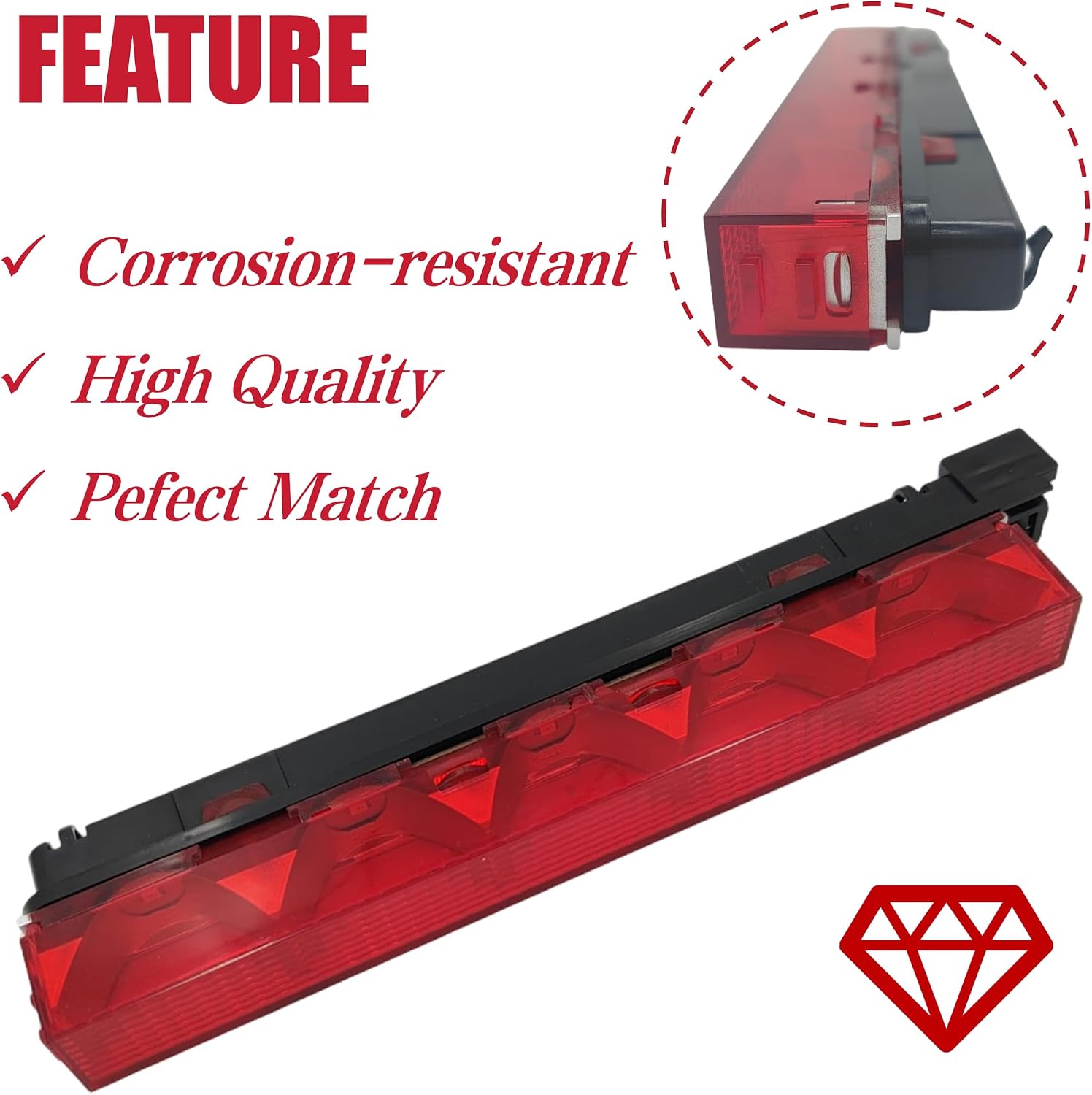 Third Brake Light for Mondeo 2004-2007 for Fiesta 2011-2019 Center for Focus Sedan 2009–2014 High Mount Stop Light Replace OE 1S7113A613AE BE8Z13A613B