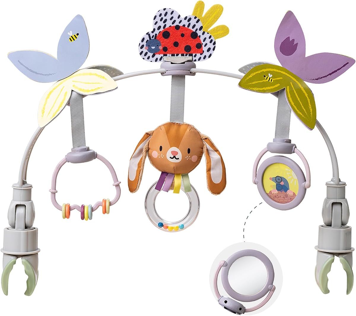 Baby Stroller Arch Toy, Car Seat Toys, Adjustable Arch Stroller Toy with 6 Hanging Sensory Activity Toys, Fits on Baby Bouncer, Bassinet, Crib, Infant Toy Bar Boy Girl 0-18 Meses
