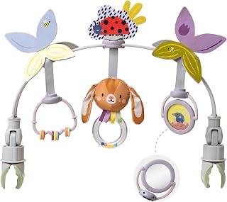 Baby Stroller Arch Toy, Car Seat Toys, Adjustable Arch Stroller Toy with 6 Hanging Sensory Activity Toys, Fits on Baby Bouncer, Bassinet, Crib, Infant Toy Bar Boy Girl 0-18 Meses