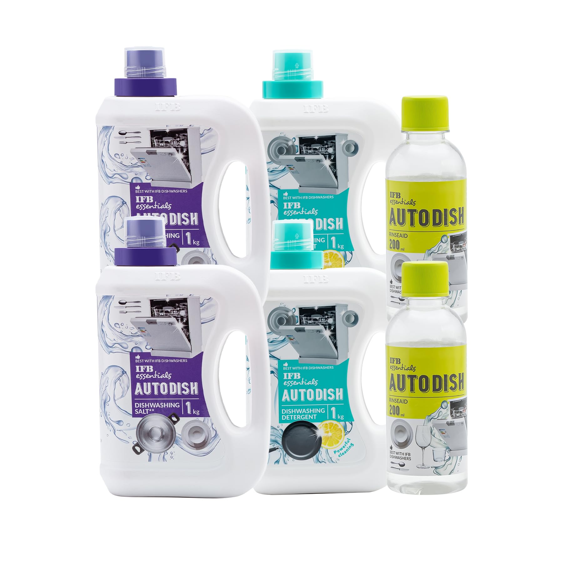 Dishwasher Detergent + Rinseaid + Salt (Pack of 2)