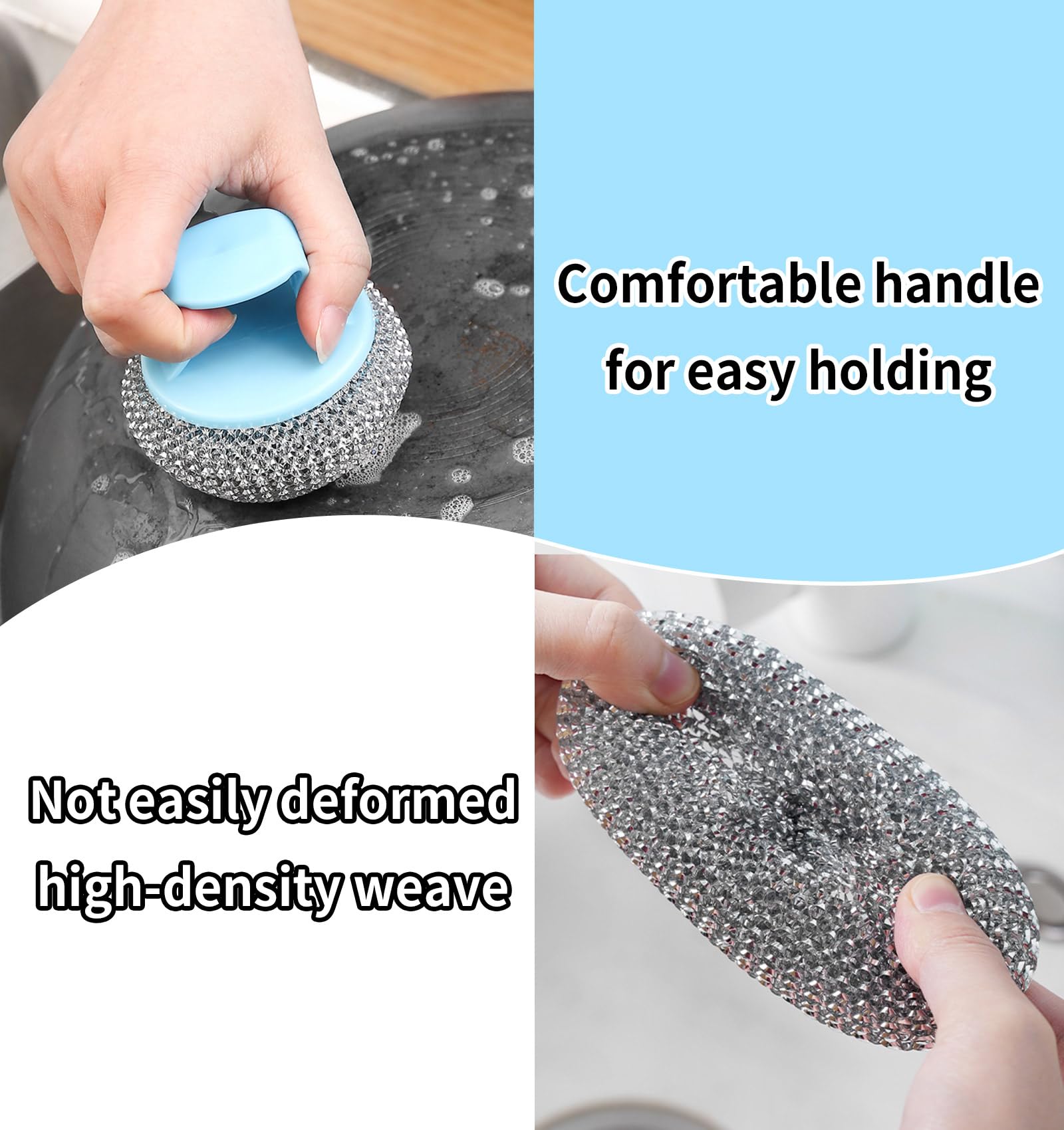 Set 4 Spazzole In Acciaio Per Pulizia - Con Manico Per Pentole, Griglie E Stoviglie - Foto 10