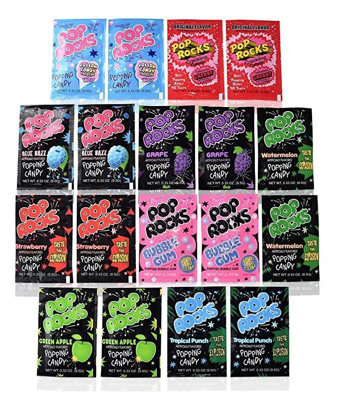 Pop Rocks (18 Pack) -18 Individually Wrapped Packets of Pop Rocks Candies - 9 Assorted Flavors of Crackling Popping Candys