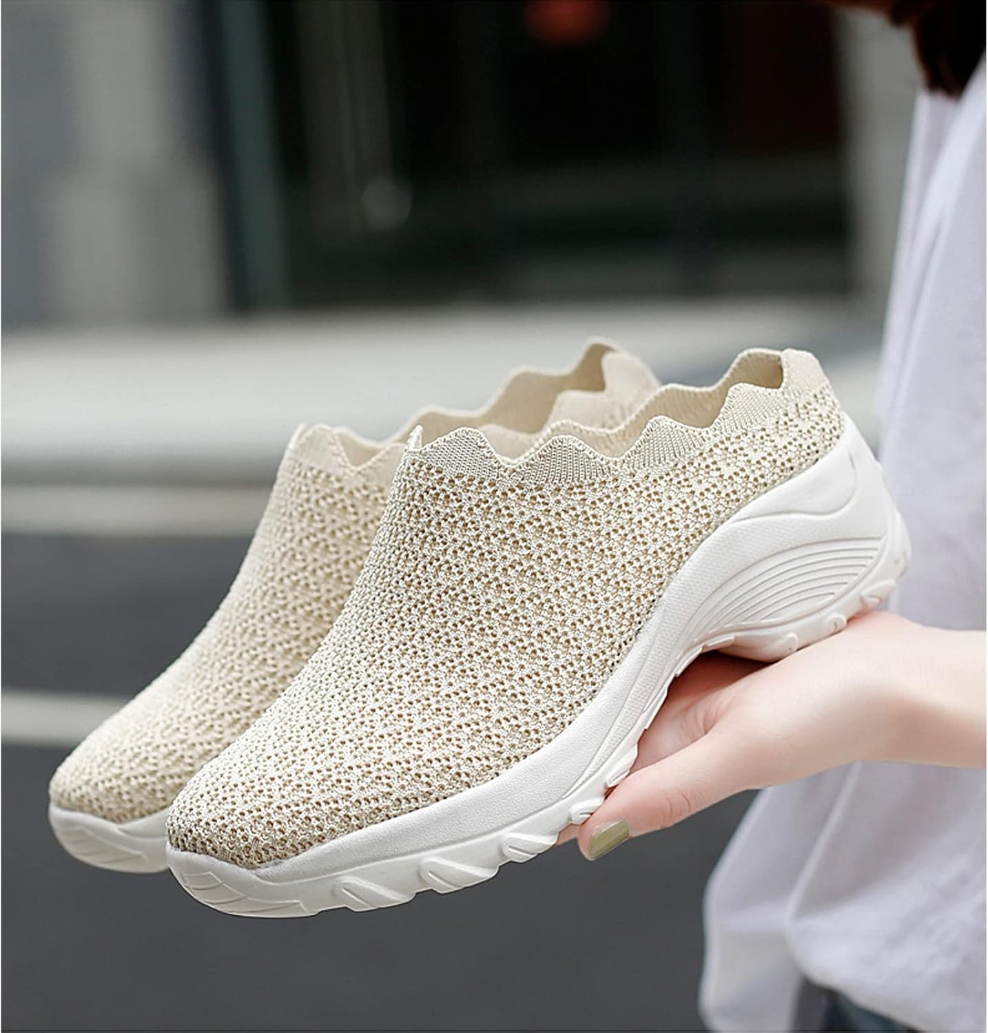 WENOREG Women's Slip on Mesh Mule Loafer Shoes,Fashion Low Wedge Lightweight Breathable Mesh Work Non-Slip Walking Shoes Memory Foam Slippers - Image 2