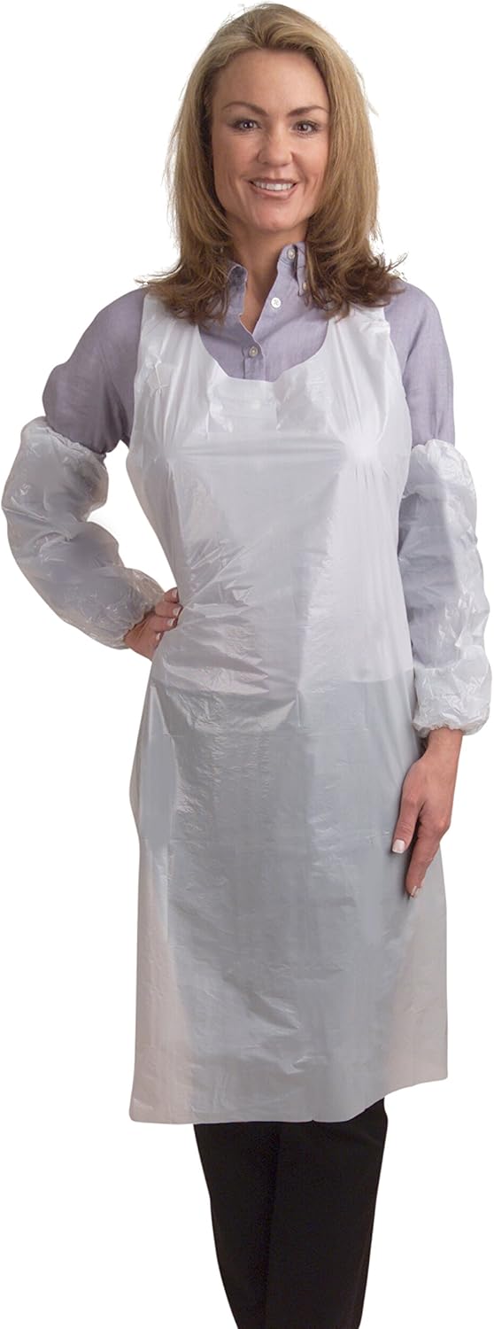 Cordova PA1000 1.25 MIL White Polyethylene Apron, Embossed, 28" X 46", 1000-Pack