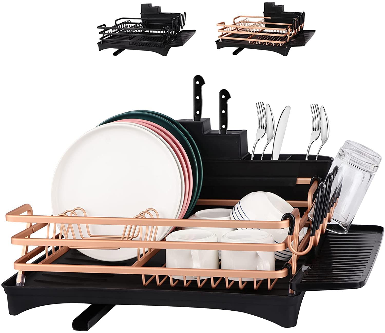 MOSYCLE Dish Rack - Drying Stand Dish Rack- Dish Rack Kitchen Organizer -Dish Rack With Tableware Cutting Board Rack, Dish Rack Drainer Board Rack, 1-Layer Dish Racks For Home Kitchen (GOLD)