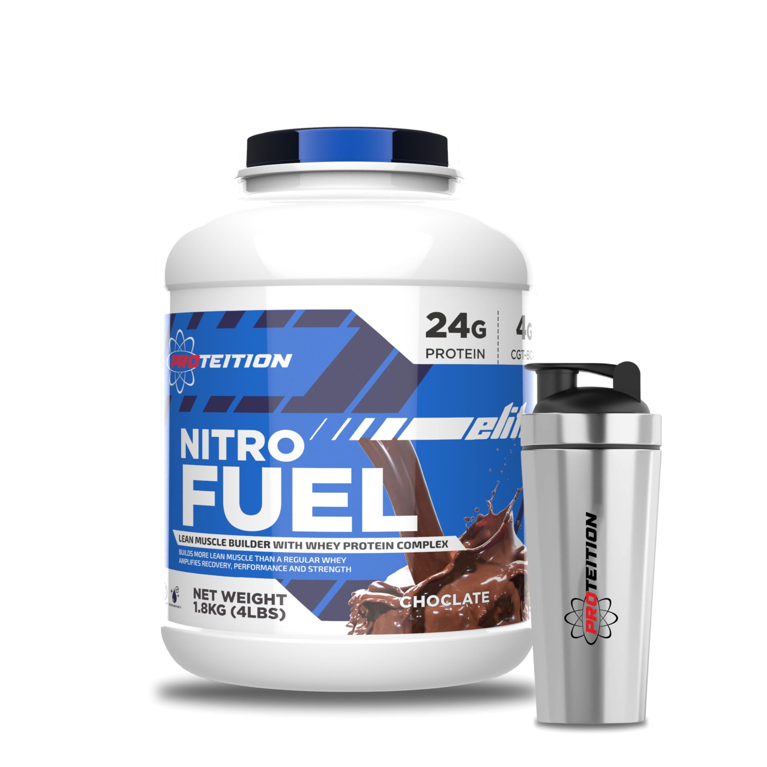 Elite Nitro Fuel | Lean Muscle Building | Whey Protein Complex | Mass Gainer | 24g Protein | 4g CGT - BCAA | Protein Shake with FREE SHAKER (4 Lbs, Chocolate)-image-40