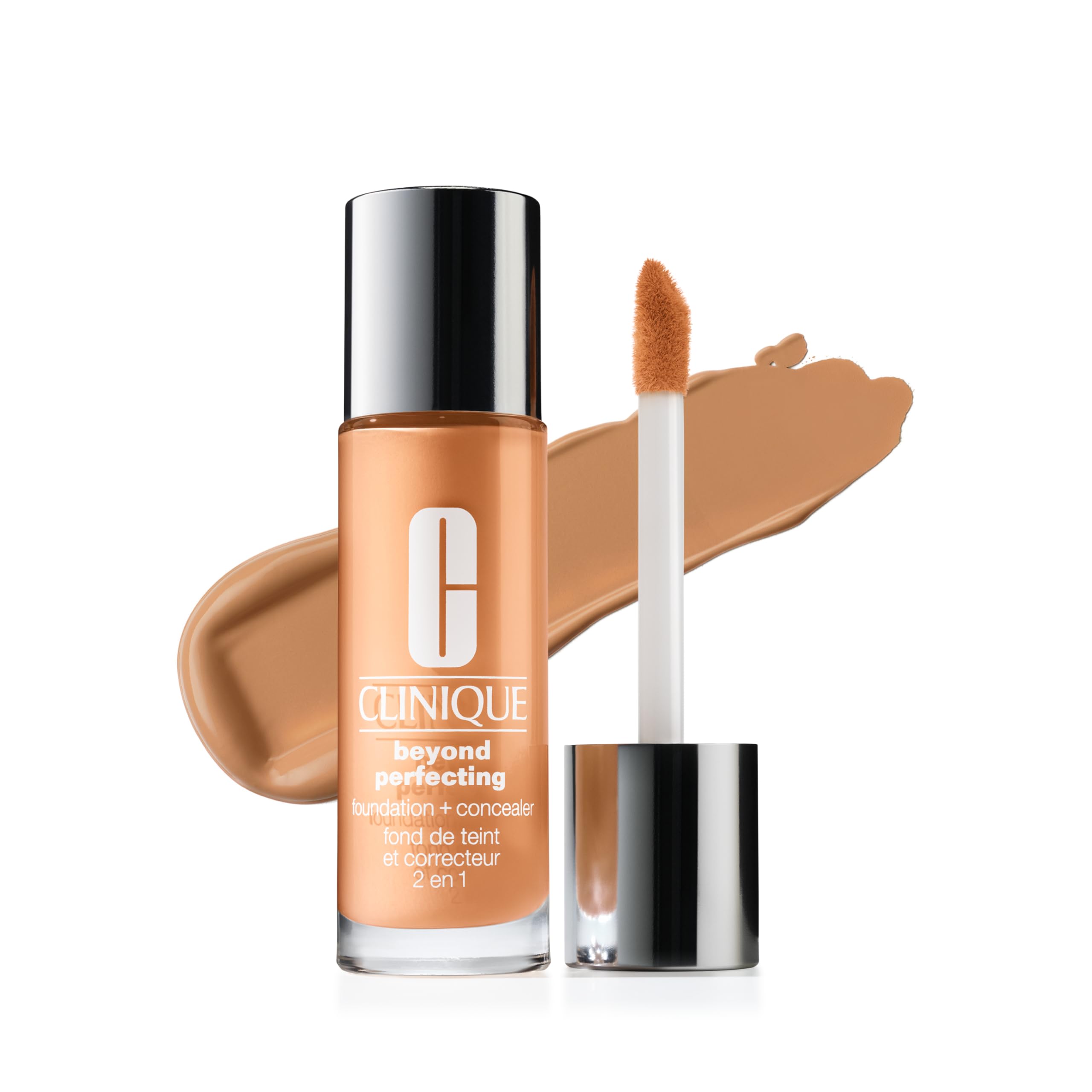Clinique Beyond Perfecting Lightweight Liquid Foundation + Concealer For Dry Combination to Oily Skin Types | Full Coverage + Natural Matte Finish, Toasted Wheat, 1 Fl Oz