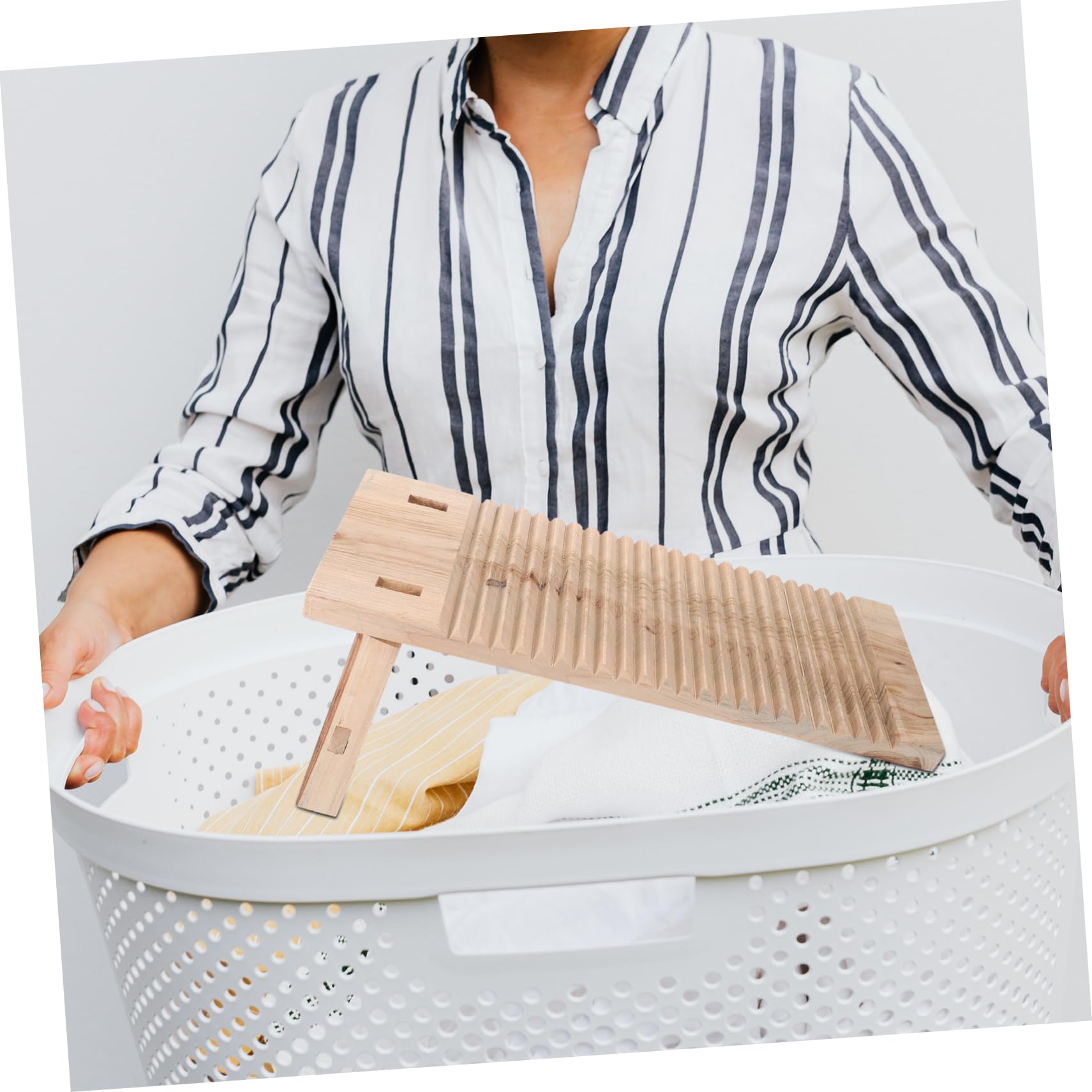VOSAREA Asse per Lavatoio in Legno Massello Superficie Antiscivolo e Design Creativo, Tavola Lavapanni Robusta e Liscia per Vestiti Delicati e Pannolini