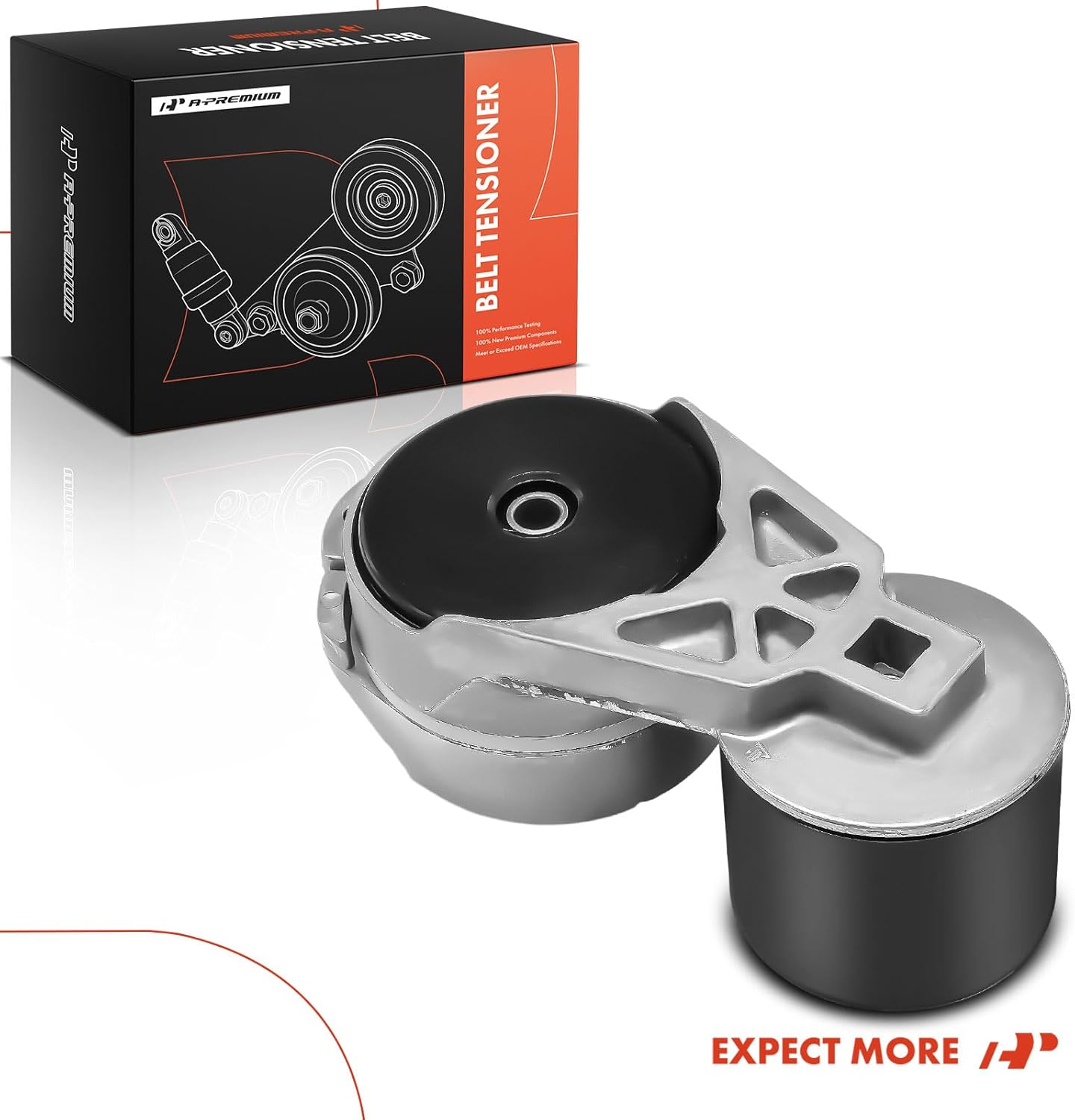 A-Premium Belt Tensioner Assembly with Pulley Compatible with Volvo, Freightliner, International Harvester, Kenworth, Peterbilt & Western Star Models - VNL, VNM, Cascadia, 5500i, C500, 365, 4900EX