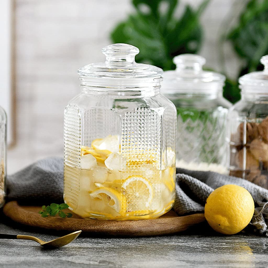 Szklany pojemnik do przechowywania herbaty z pokrywką przezroczysty szklany słoik do ciasteczek i przechowywania żywności pojemność 2,2 l / 2,106 g pojemnik na blat kuchenny dostępne opcje