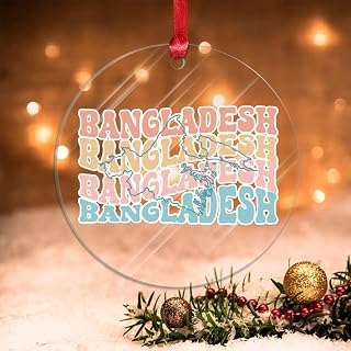 Bangladesh National Flag Christmas Ornament Bangladesh Country Contour Name Word Art Acrylic Xmas Ornaments National Symbolic Christmas Decor Keepsake Nice to Friend