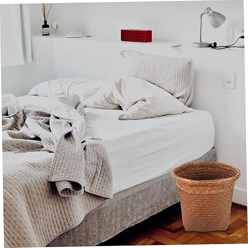 Miniatura 4 de Ipetboom Cesta de basura tejida para almacenamiento de pajilla, canasta de basura para baño, papelera redonda para plantas, papelera de lápiz,
