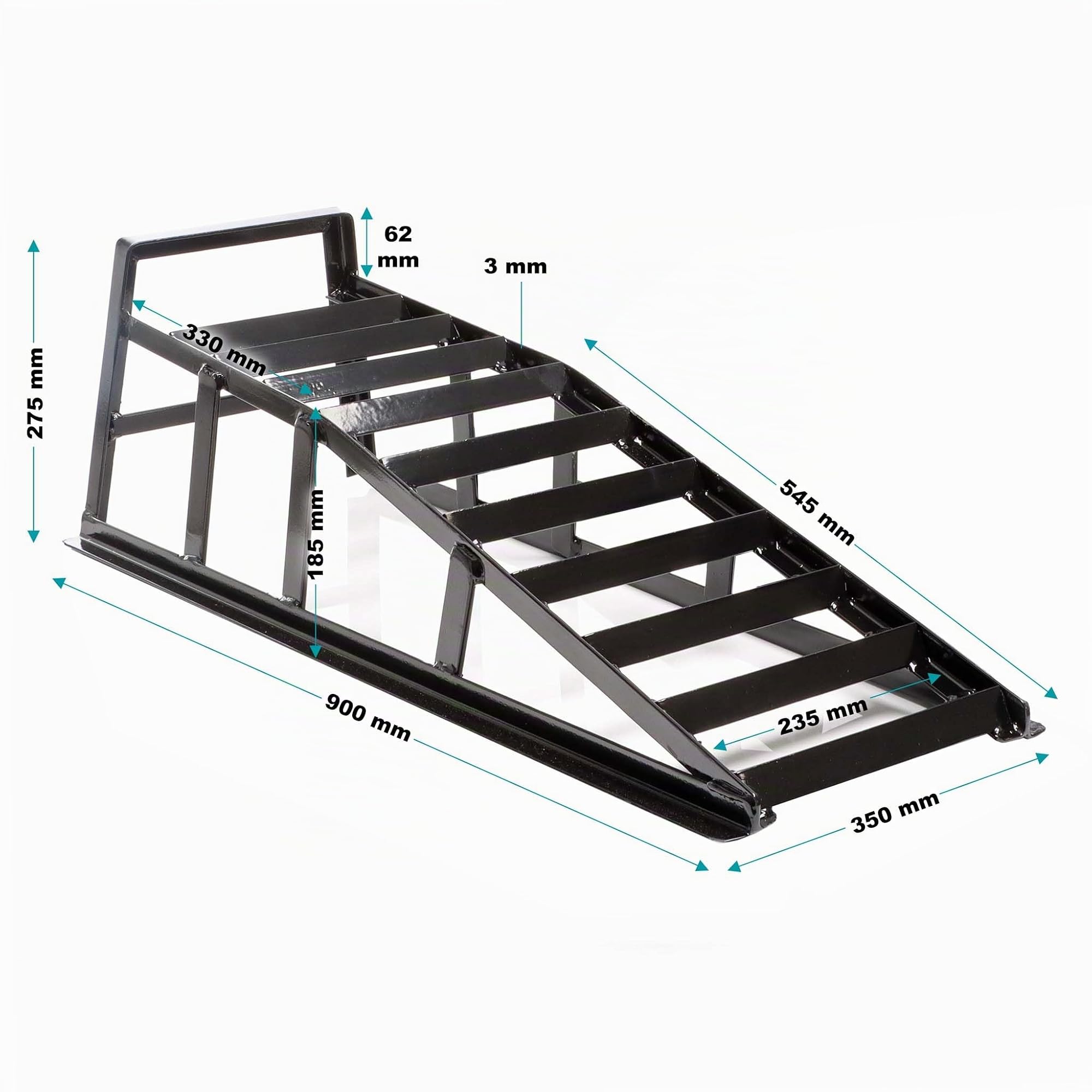 Wiltec Set 2X rampas de Carga hasta 2 toneladas por par, 915 x 350 x 275 mm, rampas de Acero + extensión 2X 400 kg extensión 650x195 mm
