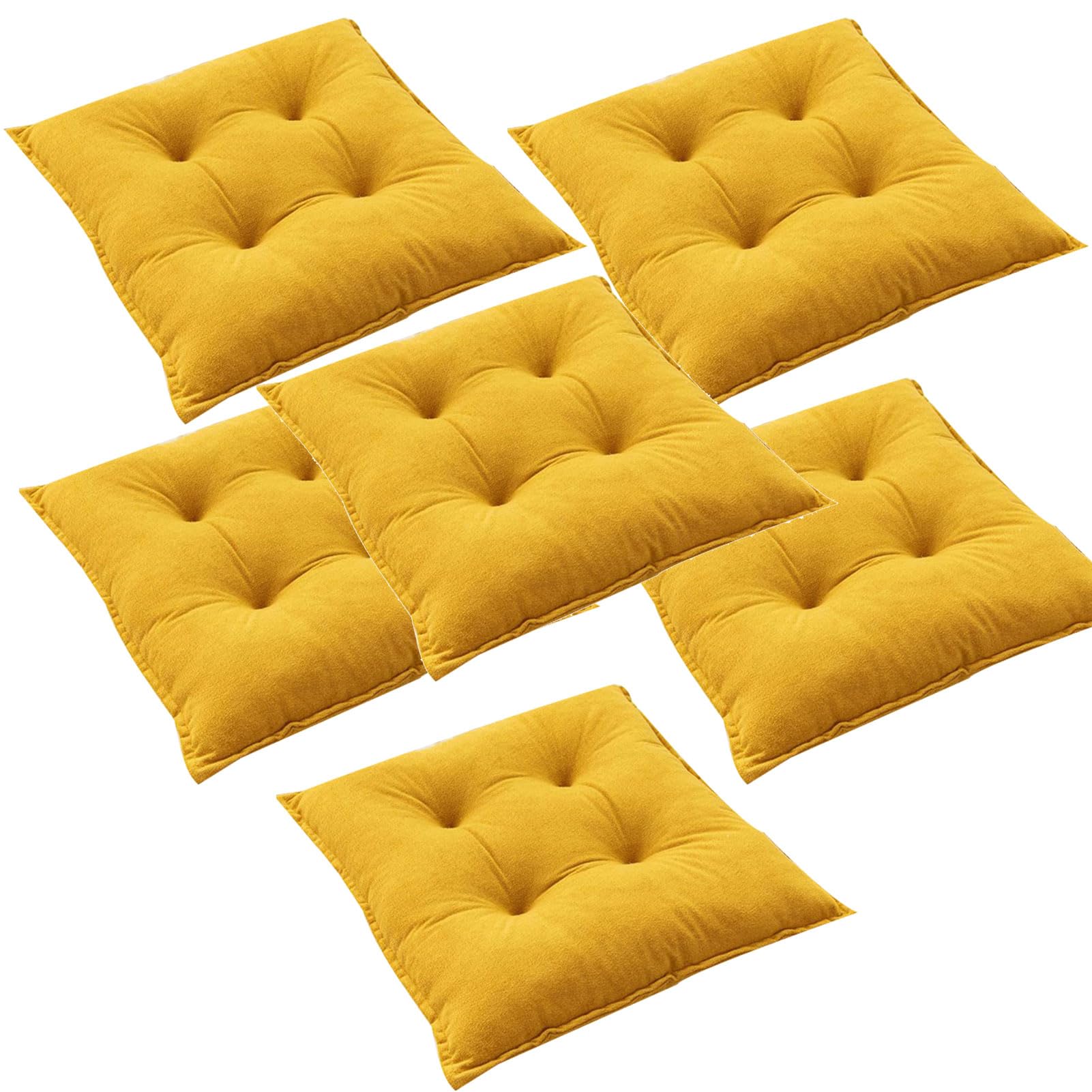Coussins de chaise antidérapants 43x43 cm - Lot de 6 galettes carrées avec attaches
