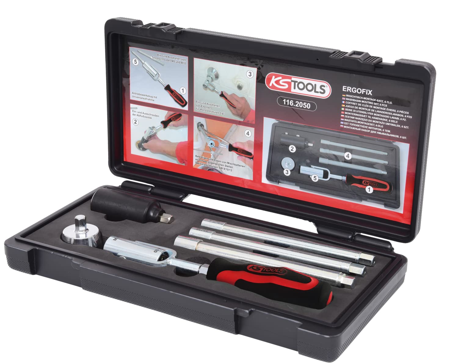 KS Tools 116.2050 Waschtisch-Montage-Satz, 6-tlg