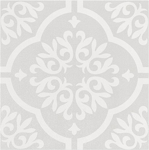 Alow Azulejos de suelo impermeables para despegar y pegar, suelo floral gris para despegar y pegar, suelo de vinilo fácil de bricolaje y adecuado