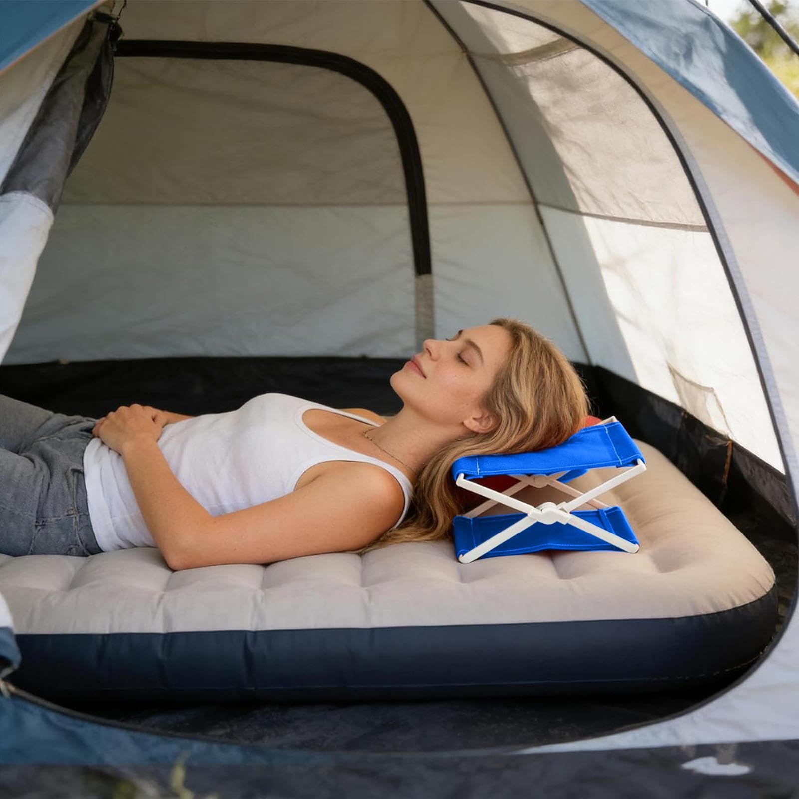 Almohada de playa portátil, cojín de apoyo para la cabeza, almohada de 9,45 x 6,69 pulgadas con relleno suave, almohadas compactas para silla de playa, almohadas de exterior con diseño cómodo, uso de