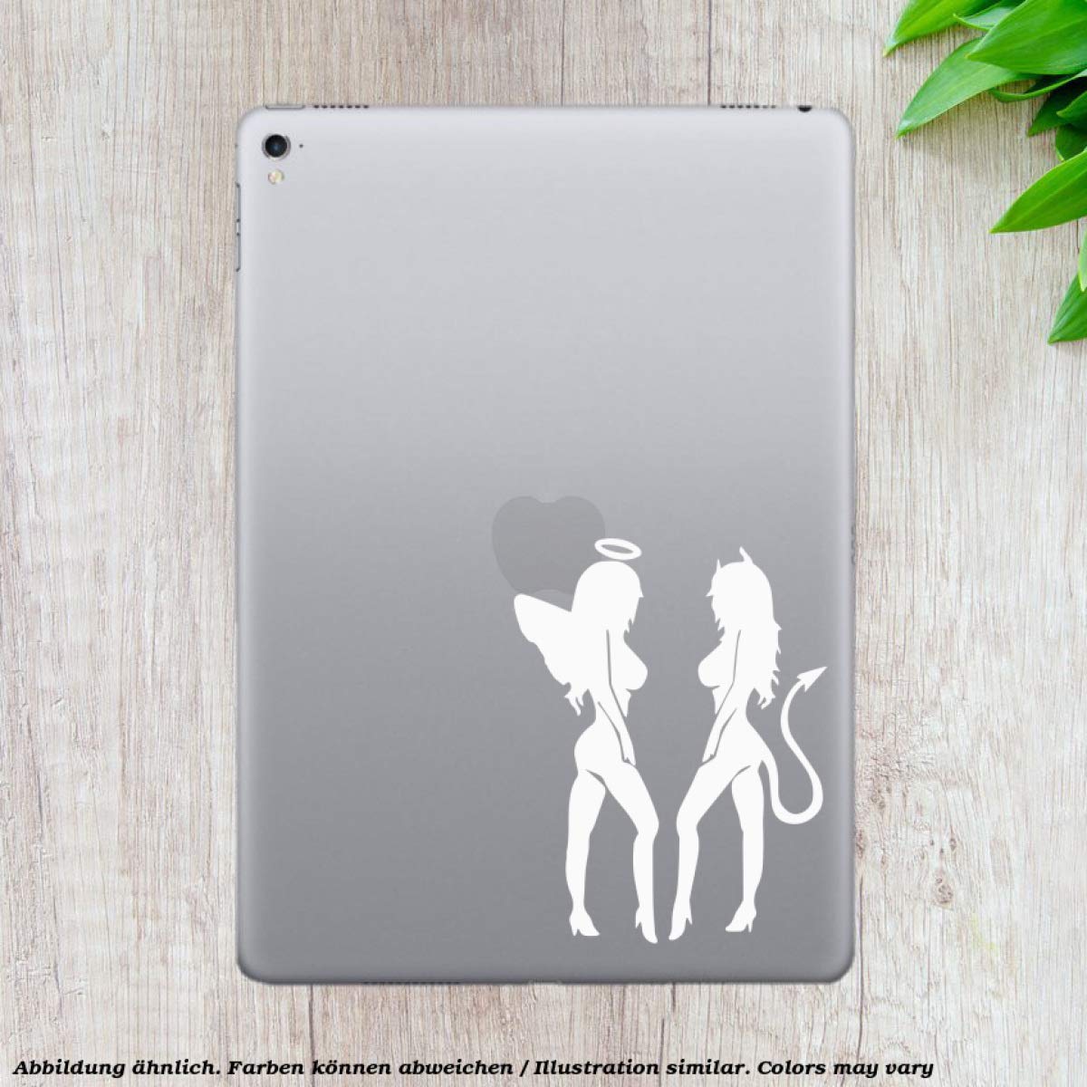 Decus Adesivo Angel And Devil Femminile - Stile JDM - 13x9 Cm - Scegli Il Colore - Qualità Made In Germany