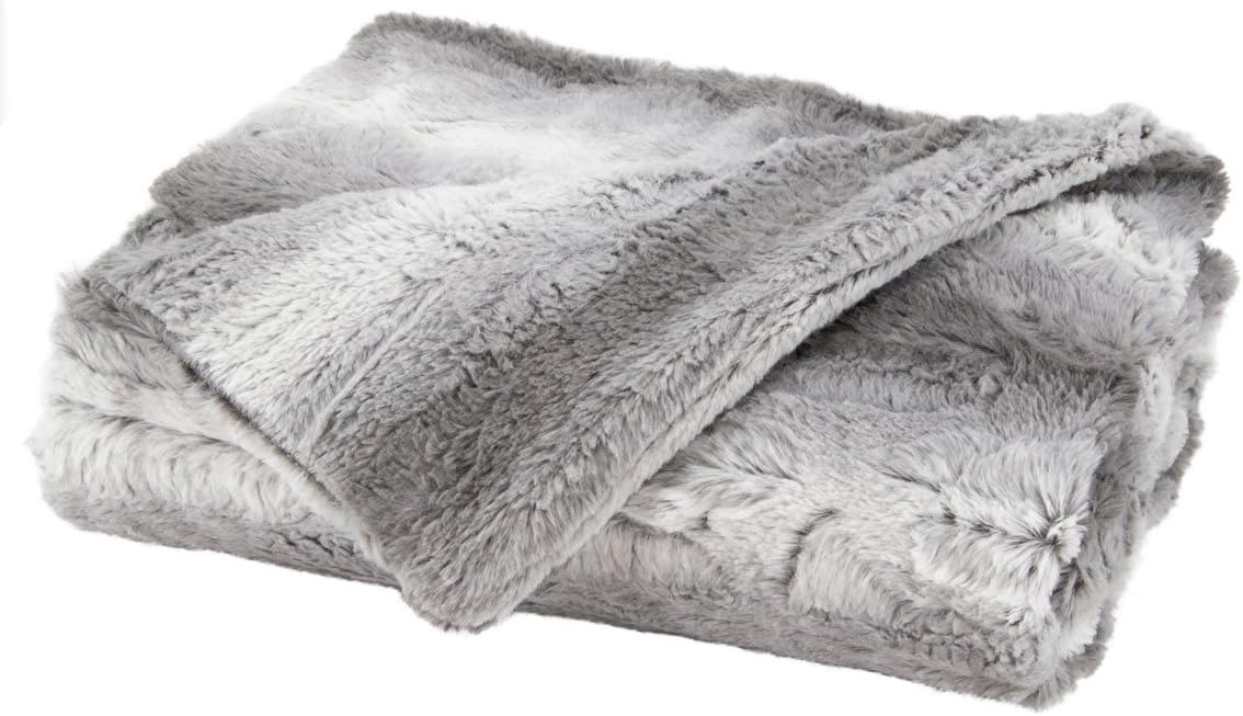 Sunbeam TSP8VPR88531A50 Luxury Faux Fur Heated Throw, Grey & White