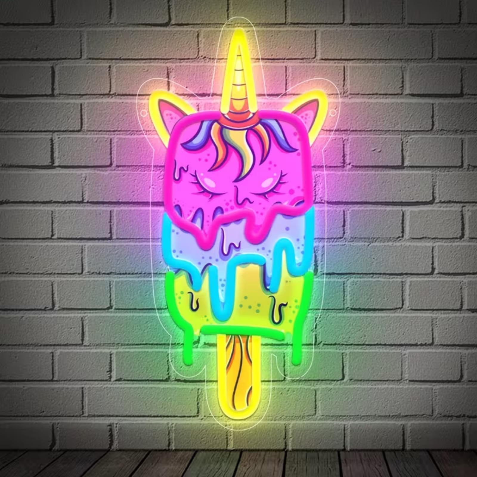 Unicorn UV Print LED Neon Sign Acrylic Light Up Art Wall Decor for Man Cave Garage Bar Stores Bedroom Room Decorations Party Home Holiday USB Powered